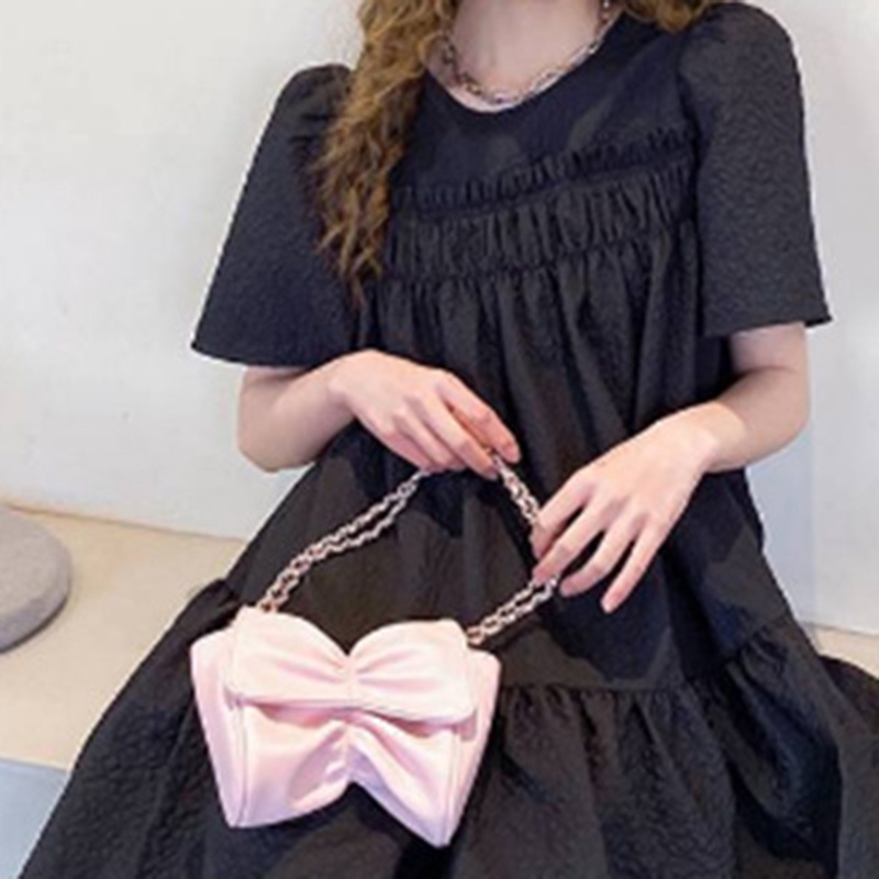 Túi Đeo Vai Đính Nơ Dây Xích Thời Trang Cho Nữ