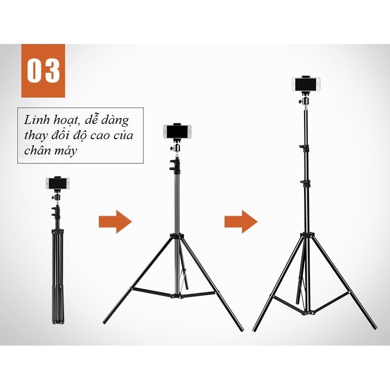 Cây Livestream cao 2.1m , Quay TikTok, Giá Đỡ Điện thoại Chụp Hình, Chụp Ảnh