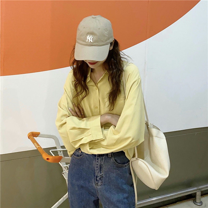 Áo sơ mi SUXI tay dài dáng rộng phong cách Hàn Quốc thời trang mùa xuân cho nữ