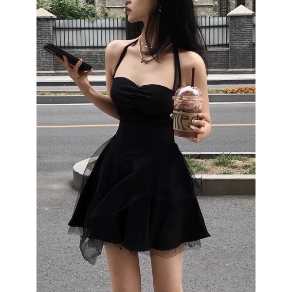 DORÉE - (SẴN S, M) Đầm form chữ a phối lưới cột dây cổ (có ảnh thật ở cuối)