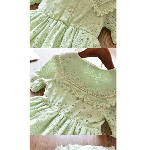 Đầm Cổ Búp Bê Phong Cách Phương Tây Thời Trang Mùa Hè 2023 Mới Cho Bé Gái