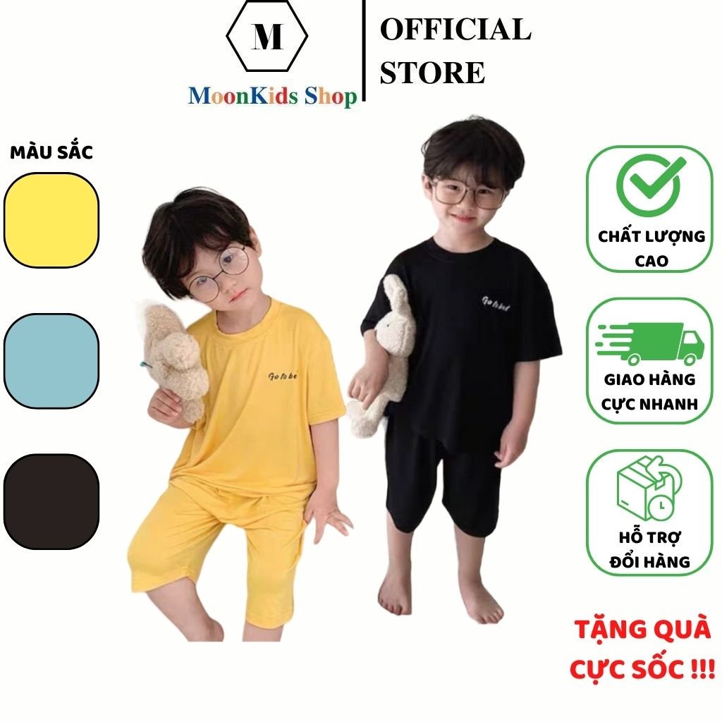 MOONKIDS SHOP Bộ Đồ Tay Cộc Quần Lửng từ 6-18kg chất Thun Lạnh 100% co giãn 4 chiều, thấm hút mồ hôi cho bé trai bé gái