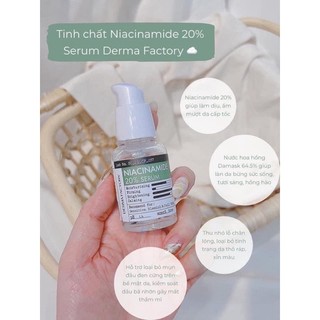 Tinh chất dưỡng sáng mờ thâm Derma Factory Niacinamide 20%