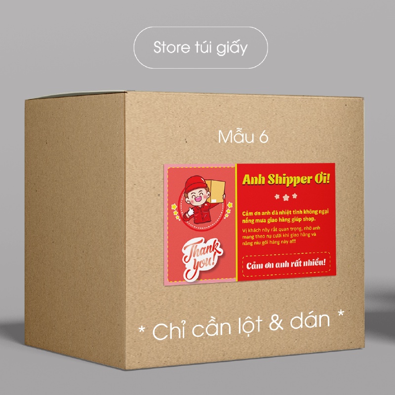 Tem cảm ơn anh shipper, phong cách cute, có sẵn keo, chỉ cần lột và dán - Set 20 tem - TUIGIAY.STORE