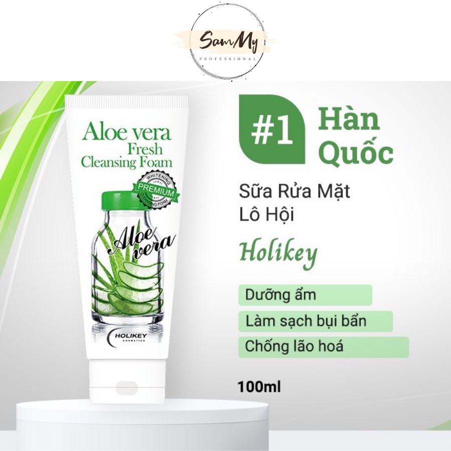Sữa Rửa Mặt Lô Hội Làm Trắng Cấp Ẩm Holikey Aloe Vera Fresh Cleansing Foam 100ml-3W087