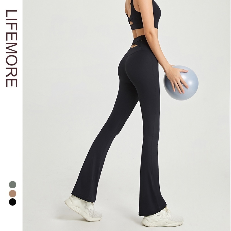 Quần Dài Thể Thao Lưng Cao Ống Loe Nâng Hông Co Giãn Tốt Thích Hợp Chạy Bộ / Tập Yoga Cho Nữ