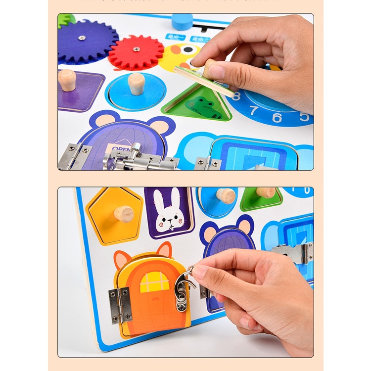 Bảng bận rộn - Busy board rèn luyện vận động tinh Montessori cho bé phát triển trí tuệ
