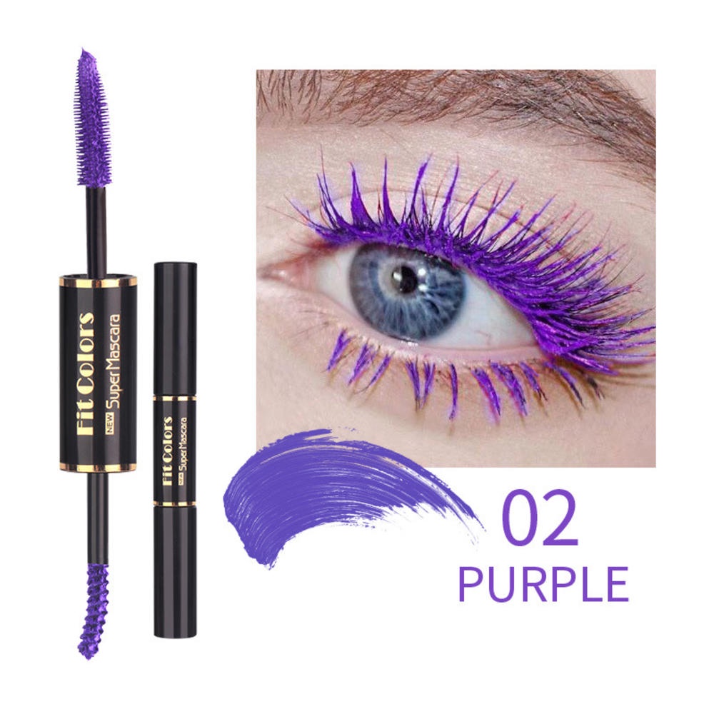Mascara Hai Đầu 5 Màu Sắc Tùy Chọn Chống Thấm Nước Nhanh Khô Uốn Cong Làm Dài Lông Mi Trang Điểm Màu Xanh Dương Tím