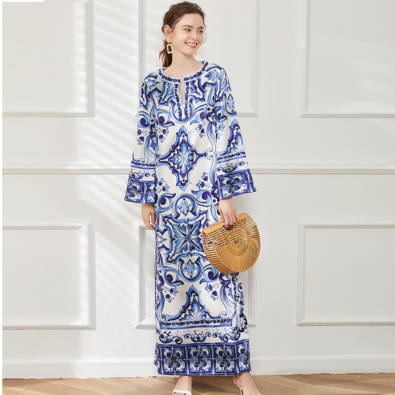 Mới Đầm maxi Dáng Rộng Hoạ Tiết In Cho Nữ