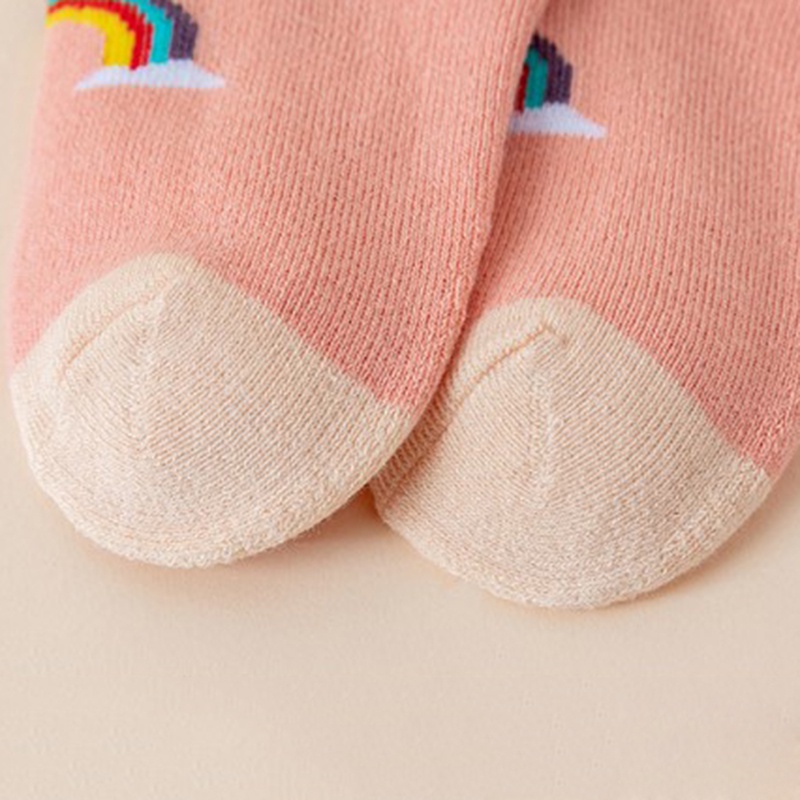 Bộ 4 Đôi Vớ Cotton Giữ Ấm Họa Tiết Kỳ Lân Hoạt Hình Dễ Thương Cho Bé Gái JP5