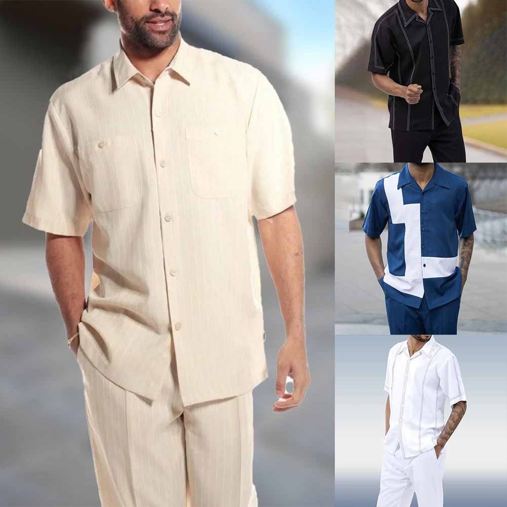 Set Đồ 2 Món Áo Sơ Mi Tay Ngắn Cài Nút + Quần Dài Thời Trang Cho Nam VN0221