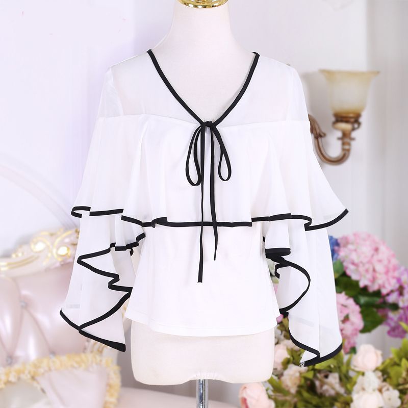 Áo Sơ Mi Chiffon Màu Trắng Dáng Rộng Phong Cách Hàn Quốc Thời Trang Mùa Hè 2023 Mới Cho Nữ