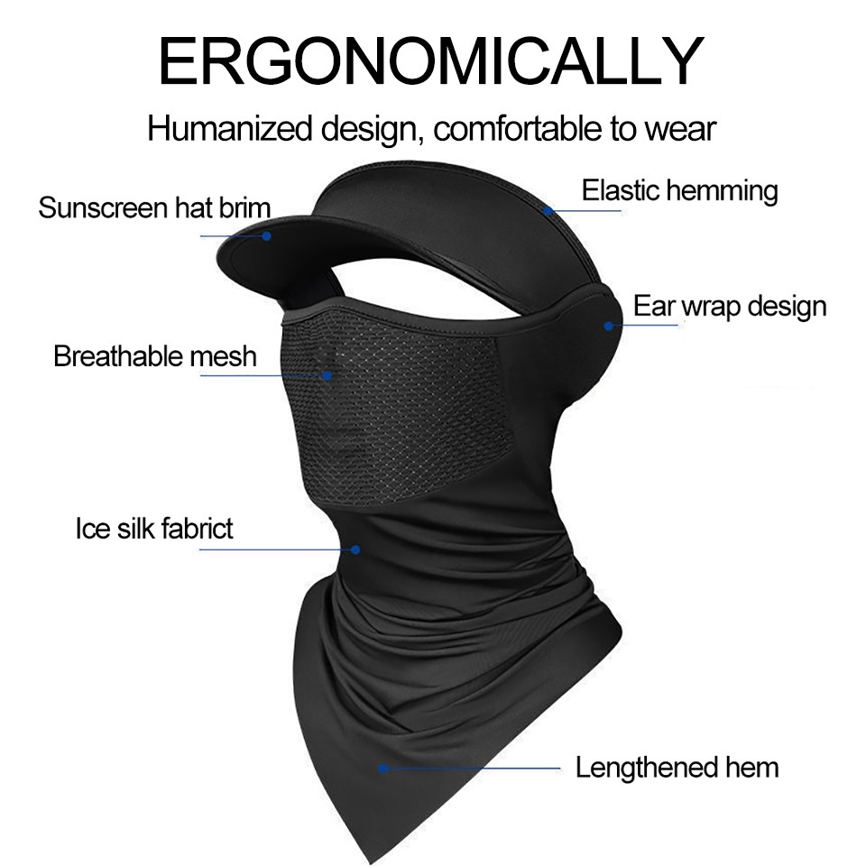 Toàn Bộ Mũ Trùm Đầu Bằng Lụa Lạnh Thoáng Khí Chống Tia UV Bảo Vệ Mặt Toàn Diện