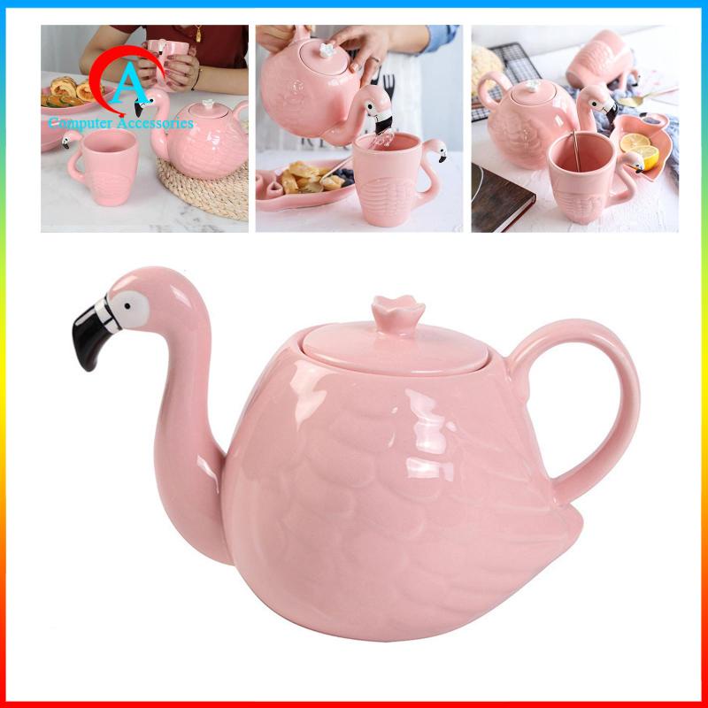 Ấm Trà Sứ Hình Chim Hồng Hạc 3D Sáng Tạo