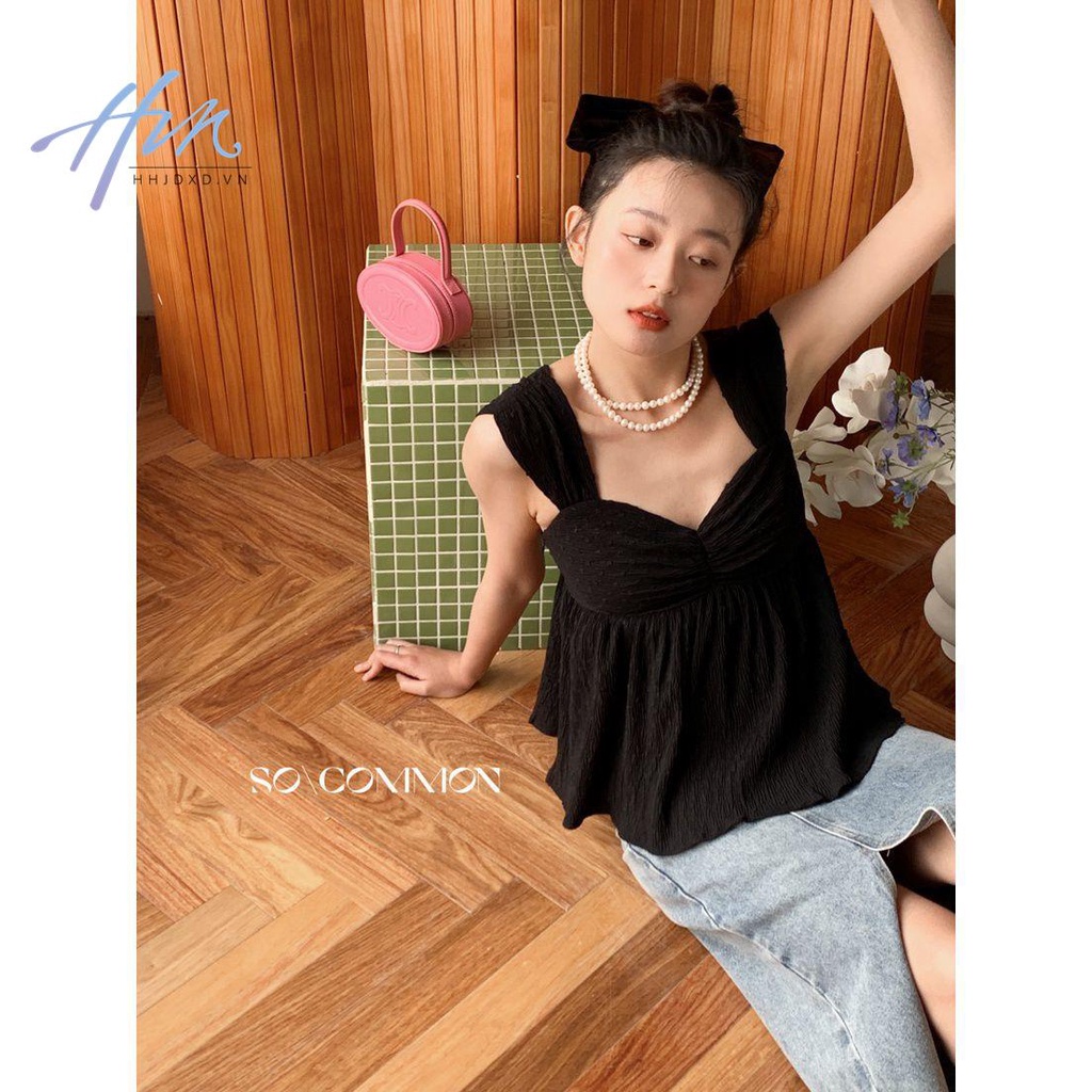 Áo Voan Cổ Vuông Xếp Ly Phong Cách Pháp Thời Trang Mùa Hè 2022 Mới Cho Nữ