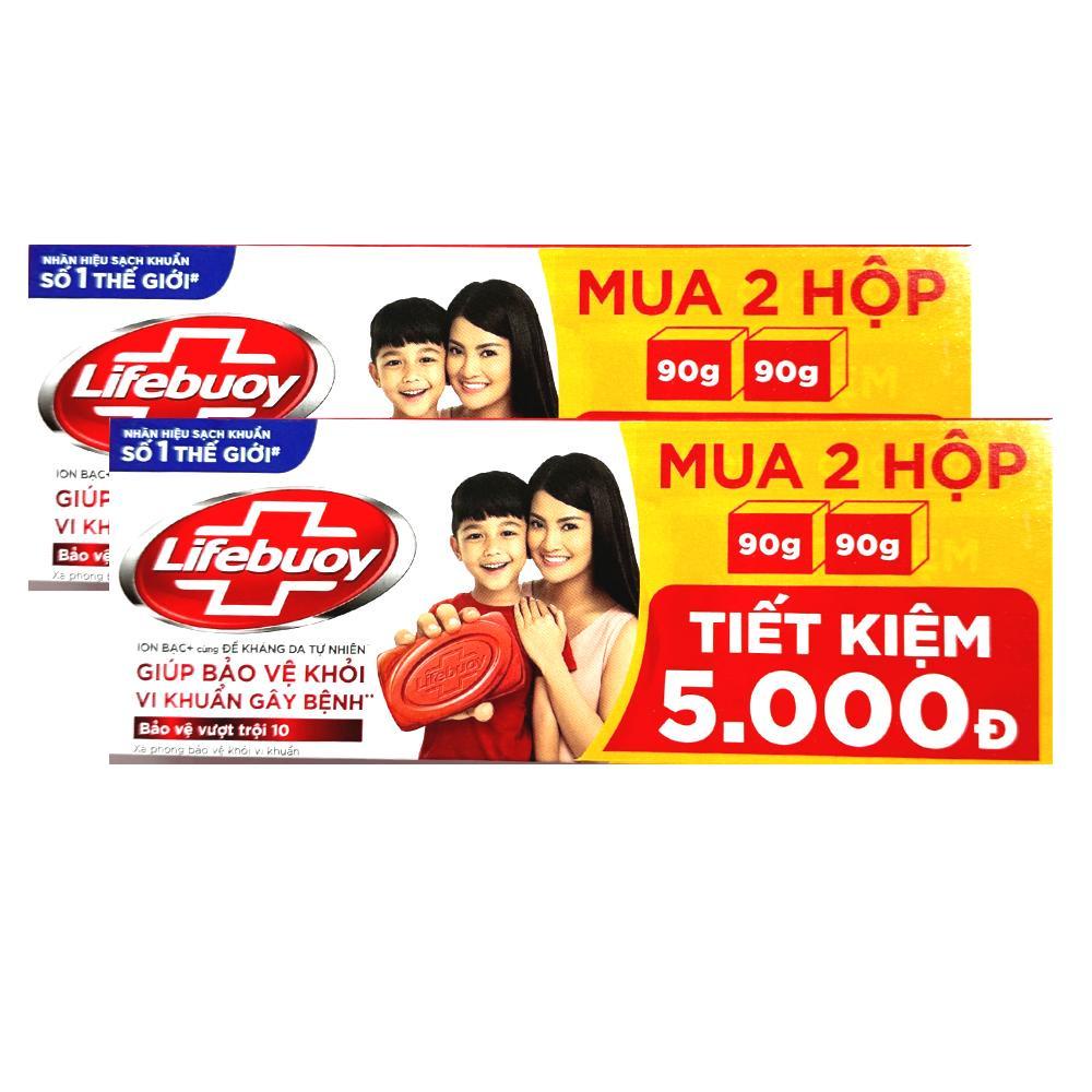 Comobo Xà Phòng Sạch Khuẩn Lifebuoy Bạo Vệ Vượt Trội 10 90g