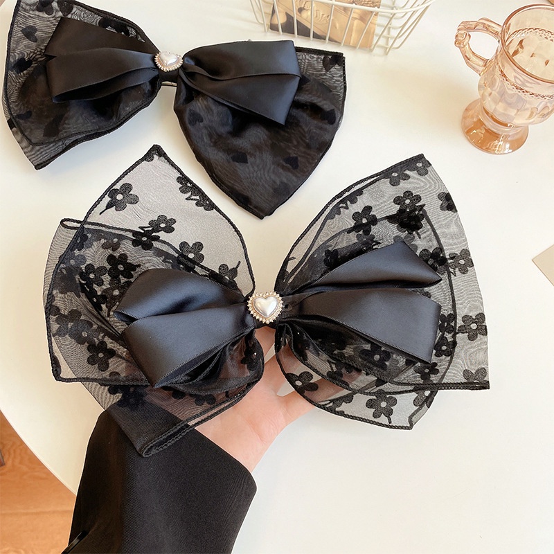 Kẹp Tóc Trang Trí Hình Nơ Bằng Ren Phong Cách Pháp Tinh Tế Dành Cho Nữ