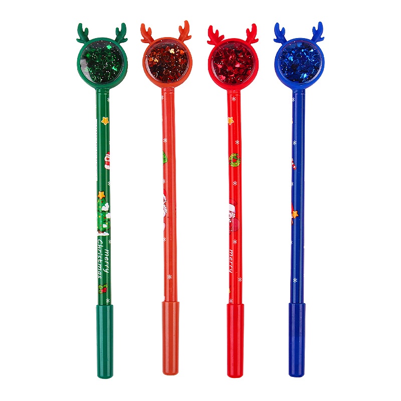 Bút viết ngòi nhỏ mực đen hoạt họa sừng nai kim sa lấp lánh dễ thương cho bé.