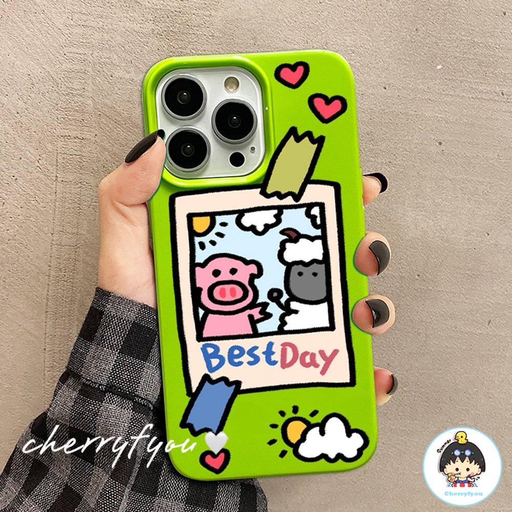 Ốp Điện Thoại TPU Mềm Siêu Mỏng Họa Tiết Heo Và Cừu Hoạt Hình Cho IPhone 14 Pro Max 11 12 13 14 Pro Max