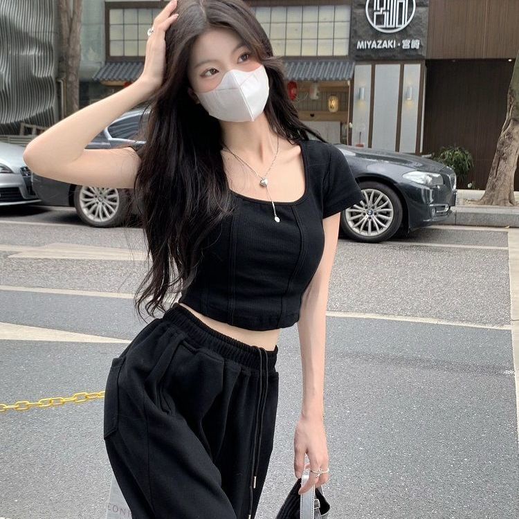 COZOK Áo Thun Màu Trơn Dáng Ôm Thời Trang Cho Nữ