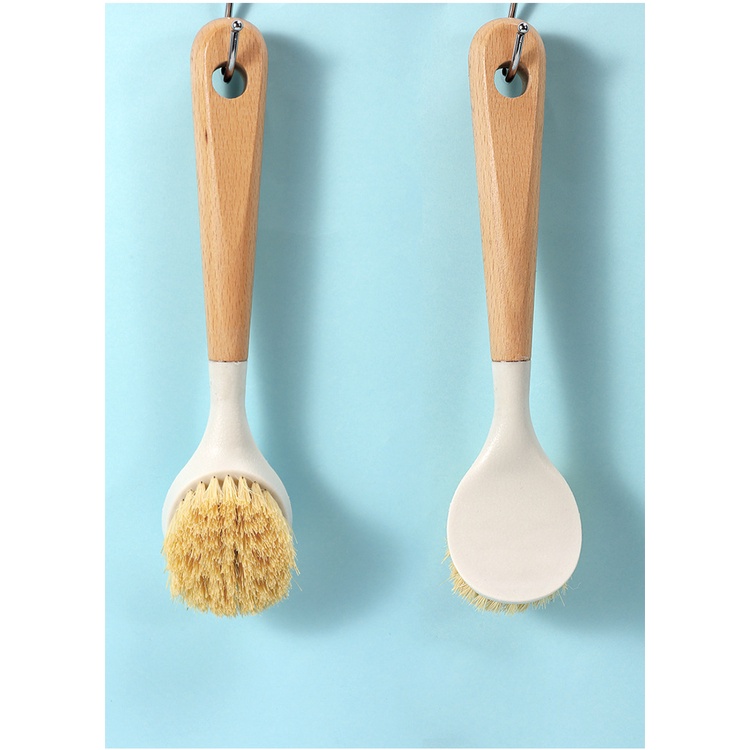 Only HOUSE Bàn Chải Chà Nồi Xi Măng Tay Cầm Dài Bằng Gỗ sisal Cho Nhà Bếp