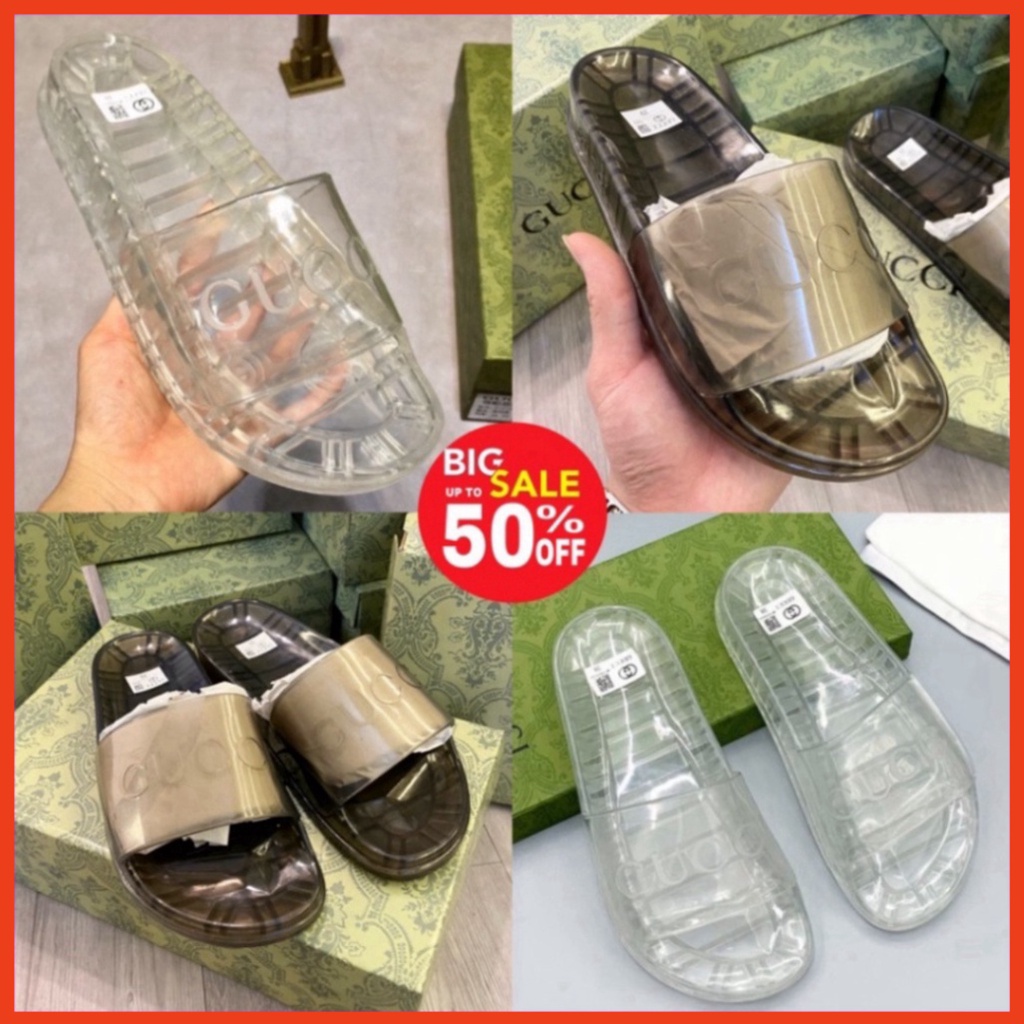 Dép GUC.CI nam nữ cao cấp, Dép lê trong suốt thời trang đẹp sành điệu đi biển đi chơi đế đúc chắc chắn êm chân D11 Xmens