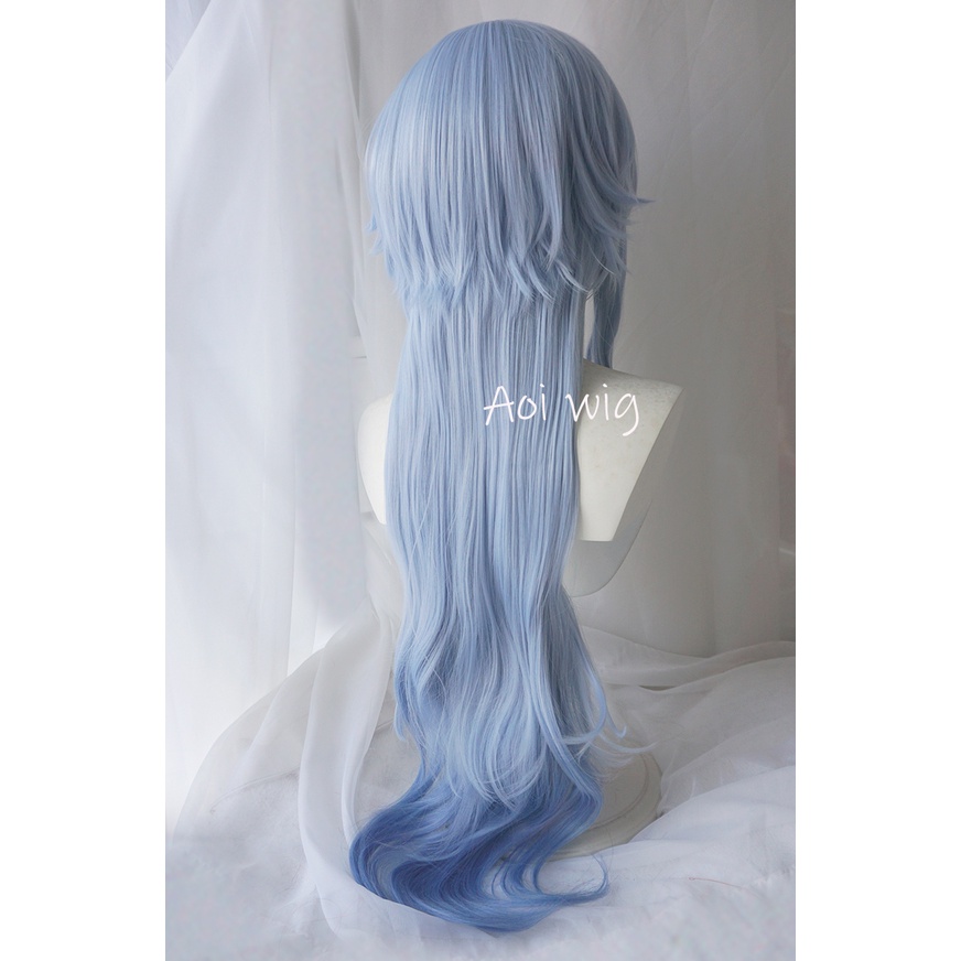 AOI Genshin Impact Ganyu Cosplay Wig 95cm Long Blue Gradient Wigs Heat Resistant Synthetic Hair