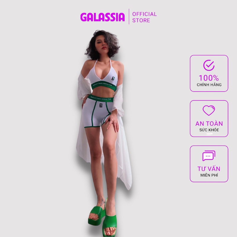 Đồ bơi nữ kín đáo bikini tắm biển 2 mảnh áo ngắn tay croptop 2 dây kèm quần bơi sexy GALASSIA