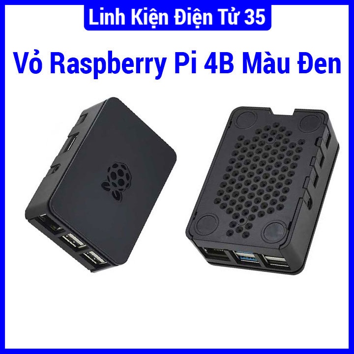 Vỏ Raspberry Pi 4B màu đen, giúp bảo vệ mạch, bo mạch không bị nóng quá khi làm việc