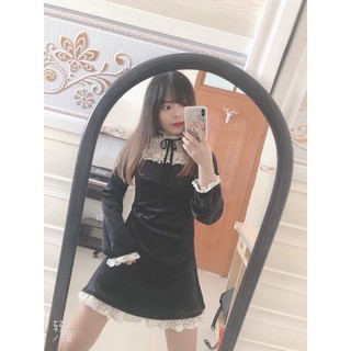 ORDER - ĐẦM NHUNG PHỐI REN ULZZANG ( Ảnh thật ở cuối )