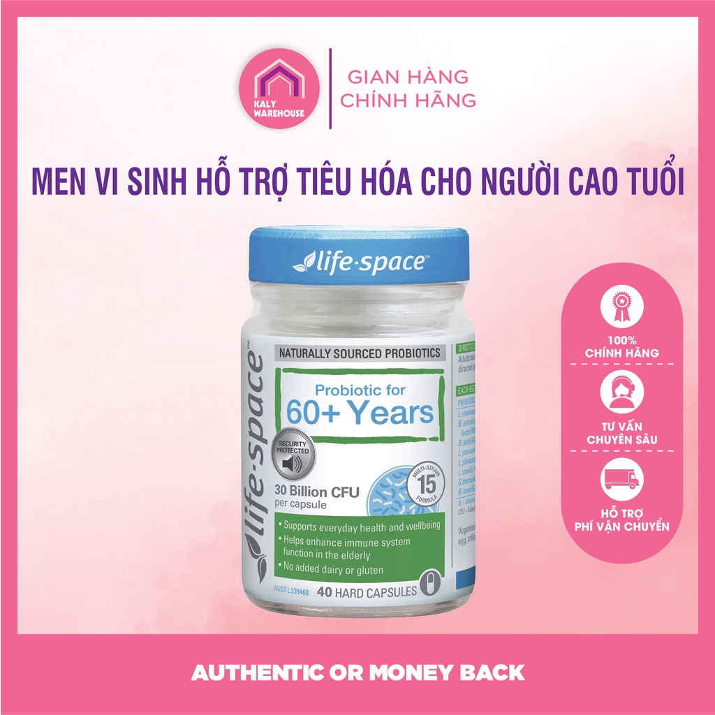 Viên men vi sinh cho người lớn trên 60 tuổi Life Space - Life Space Probiotic For 60+