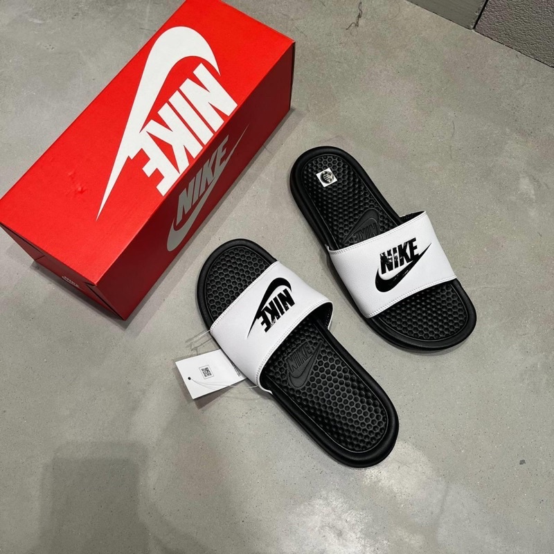 Dép Quai Ngang Benassi JDI White Black  | PiuPiu Authentic