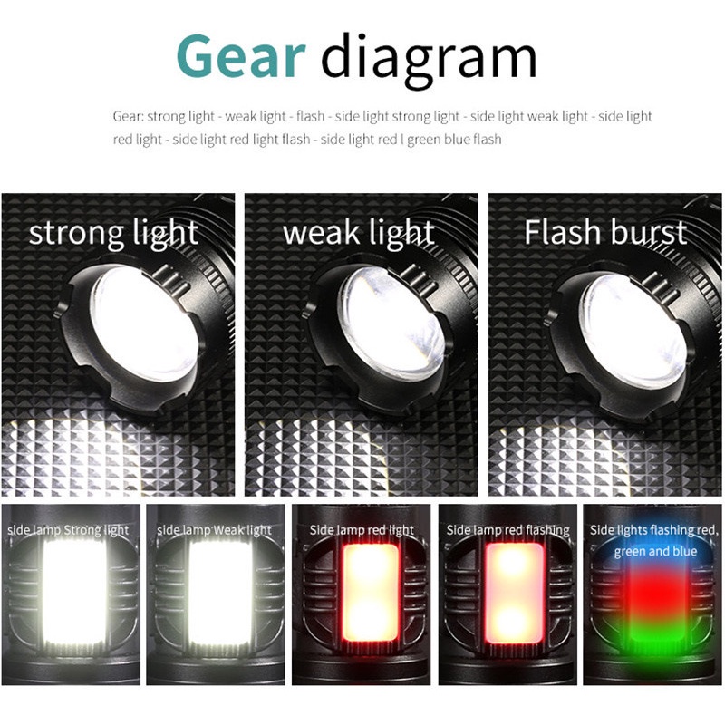 Đèn pin siêu sáng Đèn Pin Chiếu Tia laser Ánh Sáng Trắng Công Suất Cao Sạc USB Chống Thấm Nước Đèn pin cầm tay