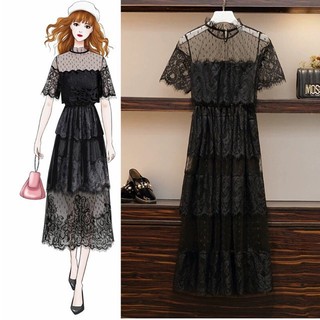 (Order) bigsize Váy ren dáng dài nhiều tầng tiểu thư, công chúa, sang chảnh