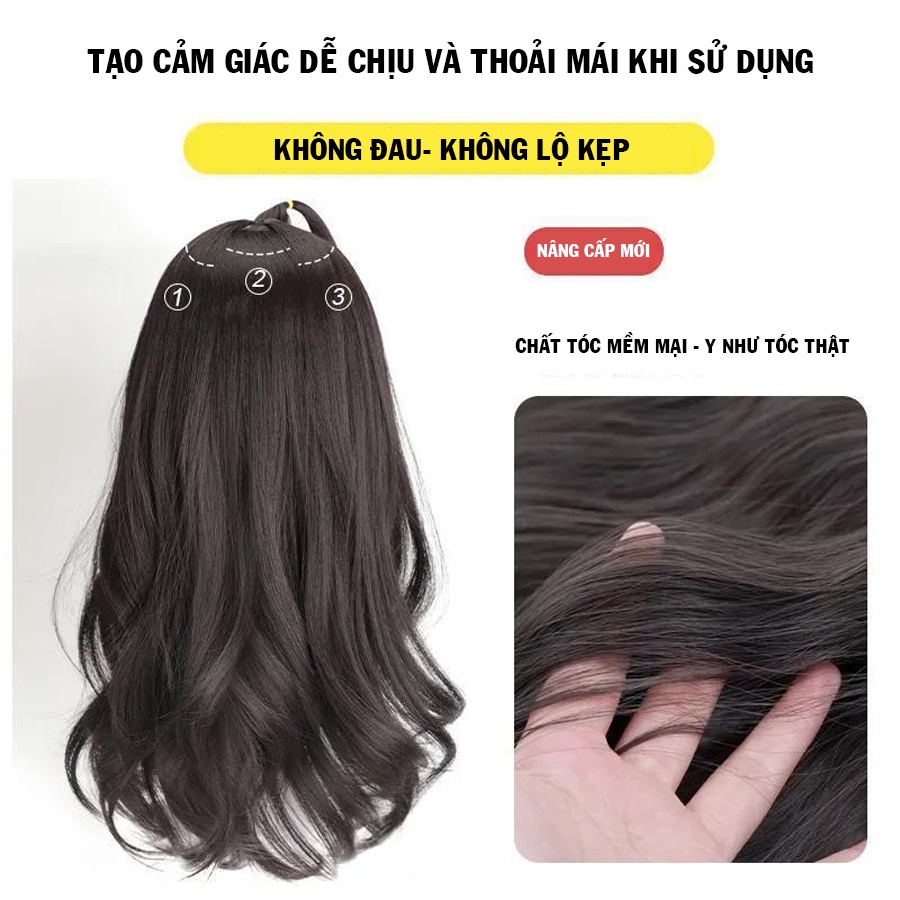 Sét 3 dải tóc giả kẹp xoăn dài cho nữ đẹp cao cấp,làm dày tóc tự nhiên nhẹ mềm đẹp