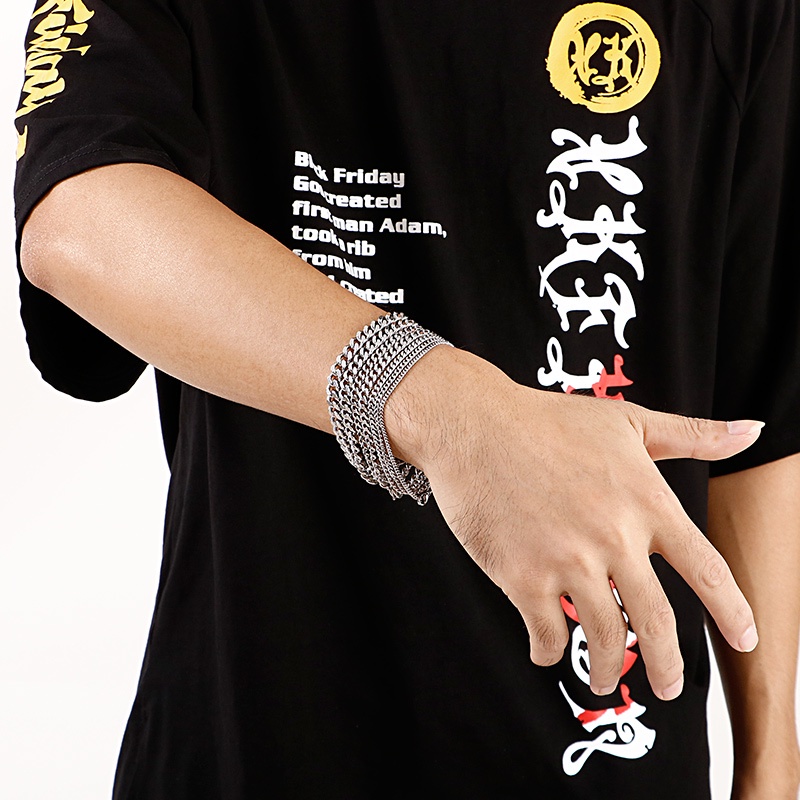 Vòng Đeo Tay Bằng Thép Không Gỉ 316L Phong Cách Hip hop Đơn Giản Cho Nam Và Nữ