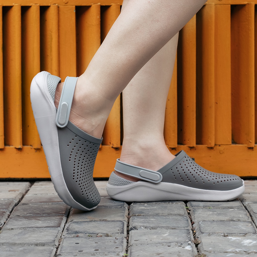 Dép Cross Literide Nam Nữ màu full XÁM, Hàng loại 1 full tag, full box hãng