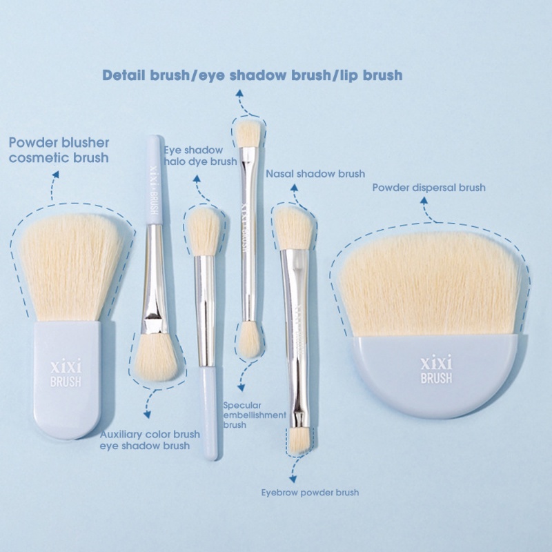 Set 6 Cọ Trang Điểm Mini Kèm Hộp Đựng Tiện Lợi Cho Nữ XIXI