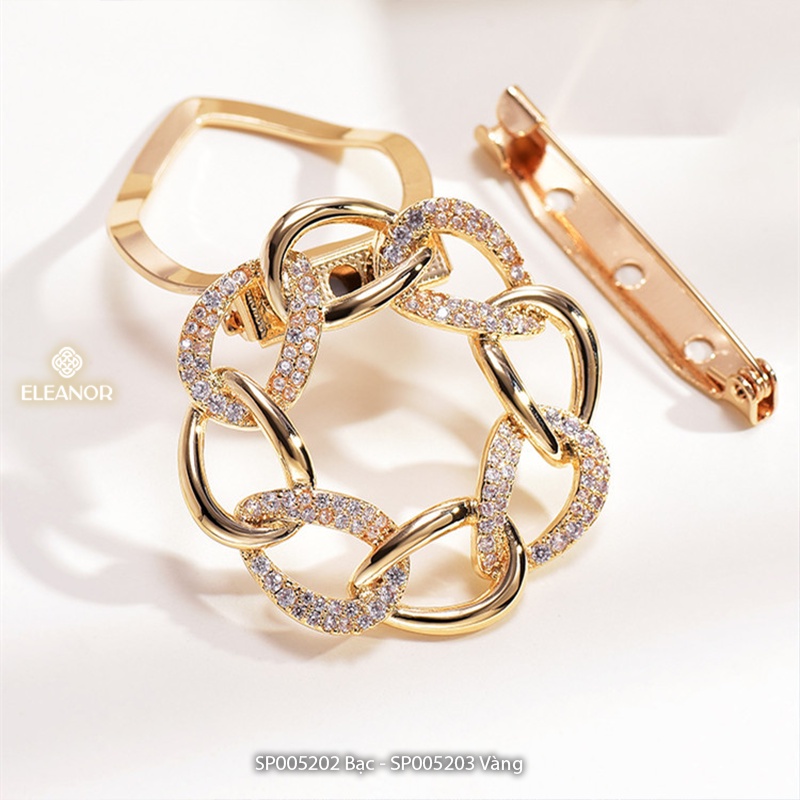 Khuy cài khăn Eleanor Accessories mắt xích đính đá phụ kiện thời trang hot trend 5202