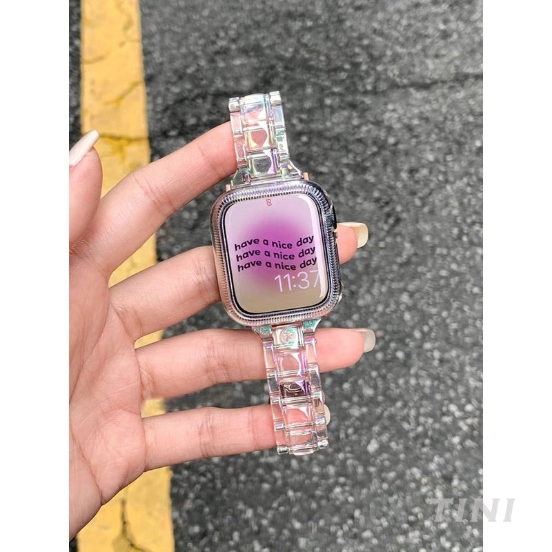 Dây Đeo Thay Thế Trong Suốt Bằng Acrylic 49mm 38 / 40mm 41mm 42 44 45mm Cho Đồng Hồ Thông Minh Apple Watch Series 8 7 6 5 4 3 2 SE