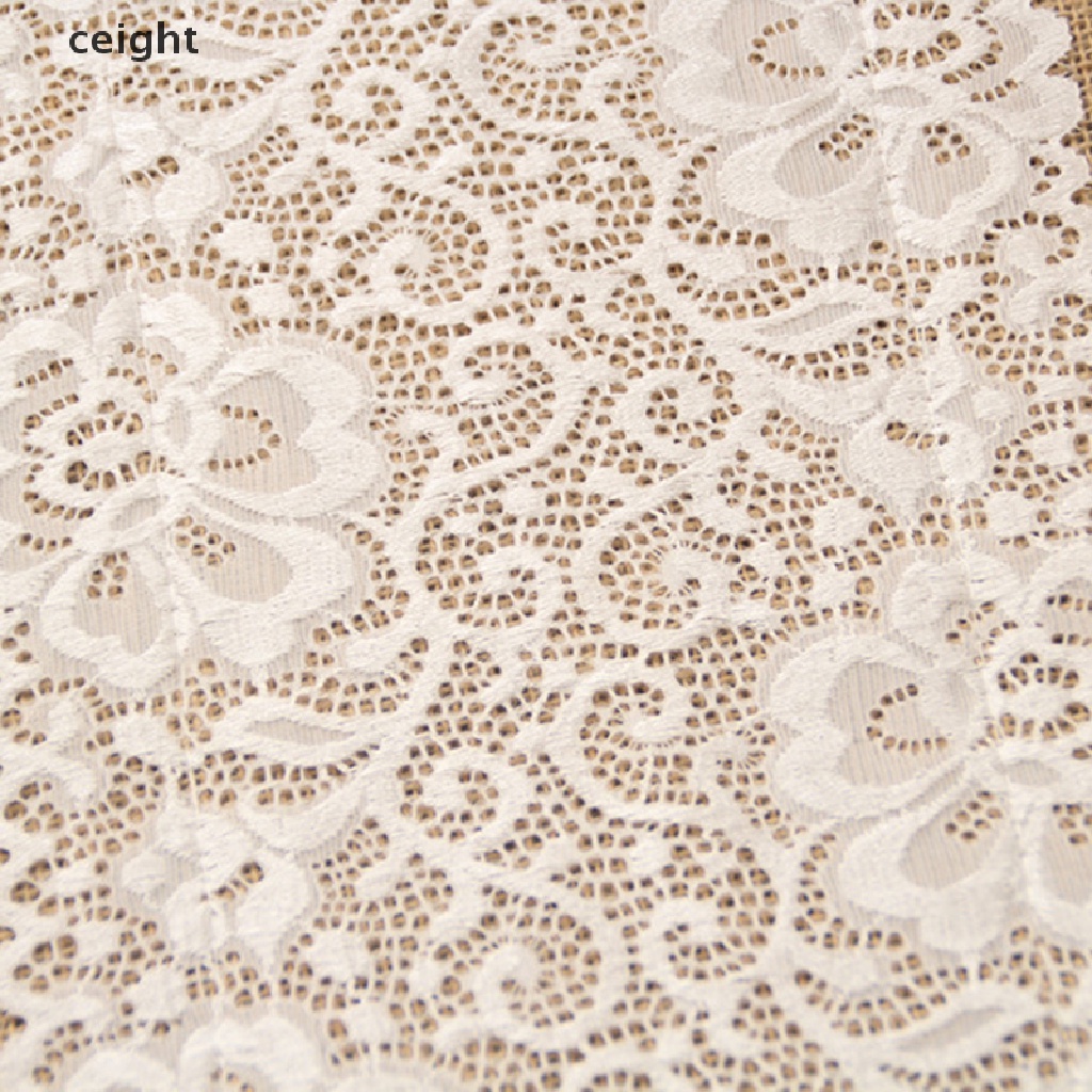 Khăn Trải Bàn Vải Bố Phối Ren Tự Nhiên Kích Thước 30x180cm Trang Trí Tiệc Cưới