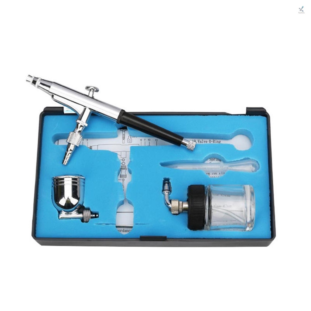 (toolvn) Súng Phun Sơn Khí Trọng Lực Và Siphon Cho Mô Hình Trang Trí Bánh 0.3mm Vòi 22cc & 7cc