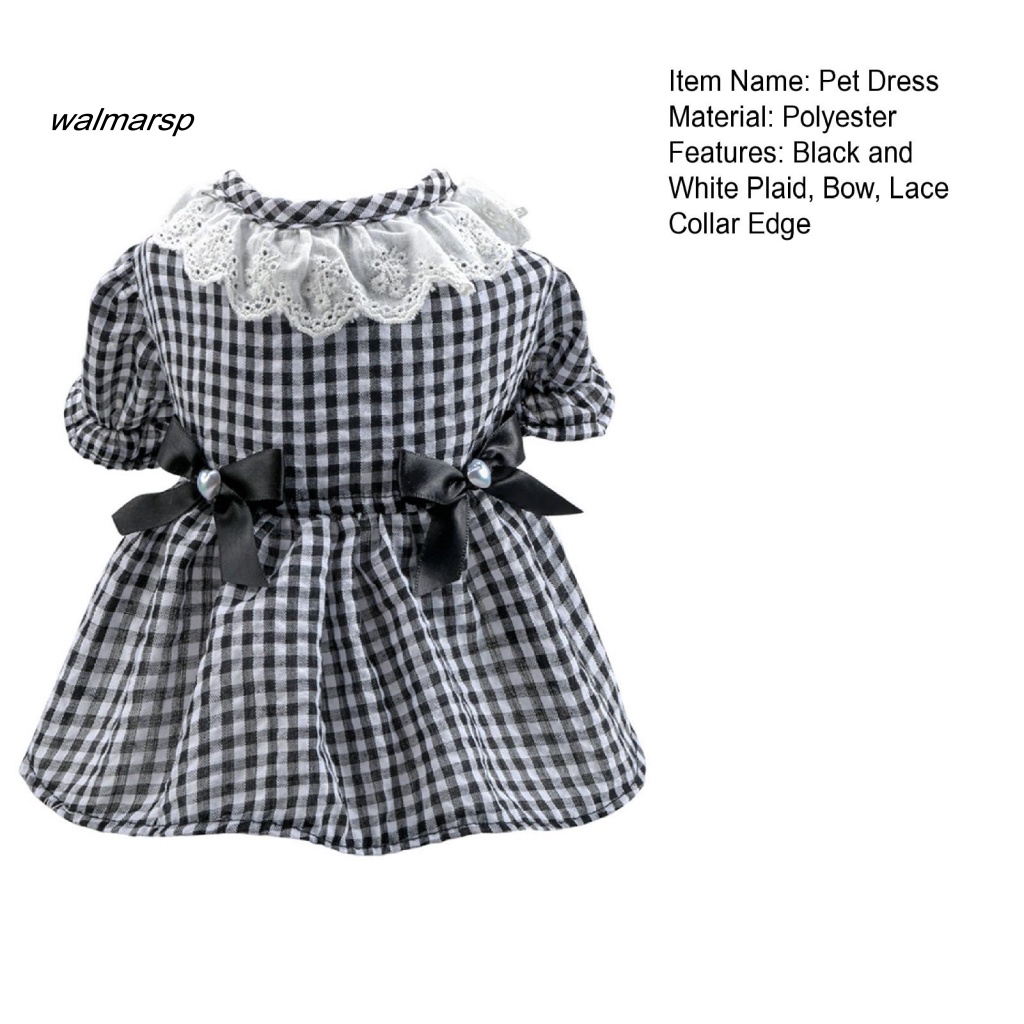 Đầm Mềm Mại Họa Tiết Sọc Caro Trắng Đen Đính Nơ Cài Nút Cho Thú Cưng