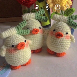 Bé vịt nhồi bông handmade đáng yêu làm móc khoá, decor