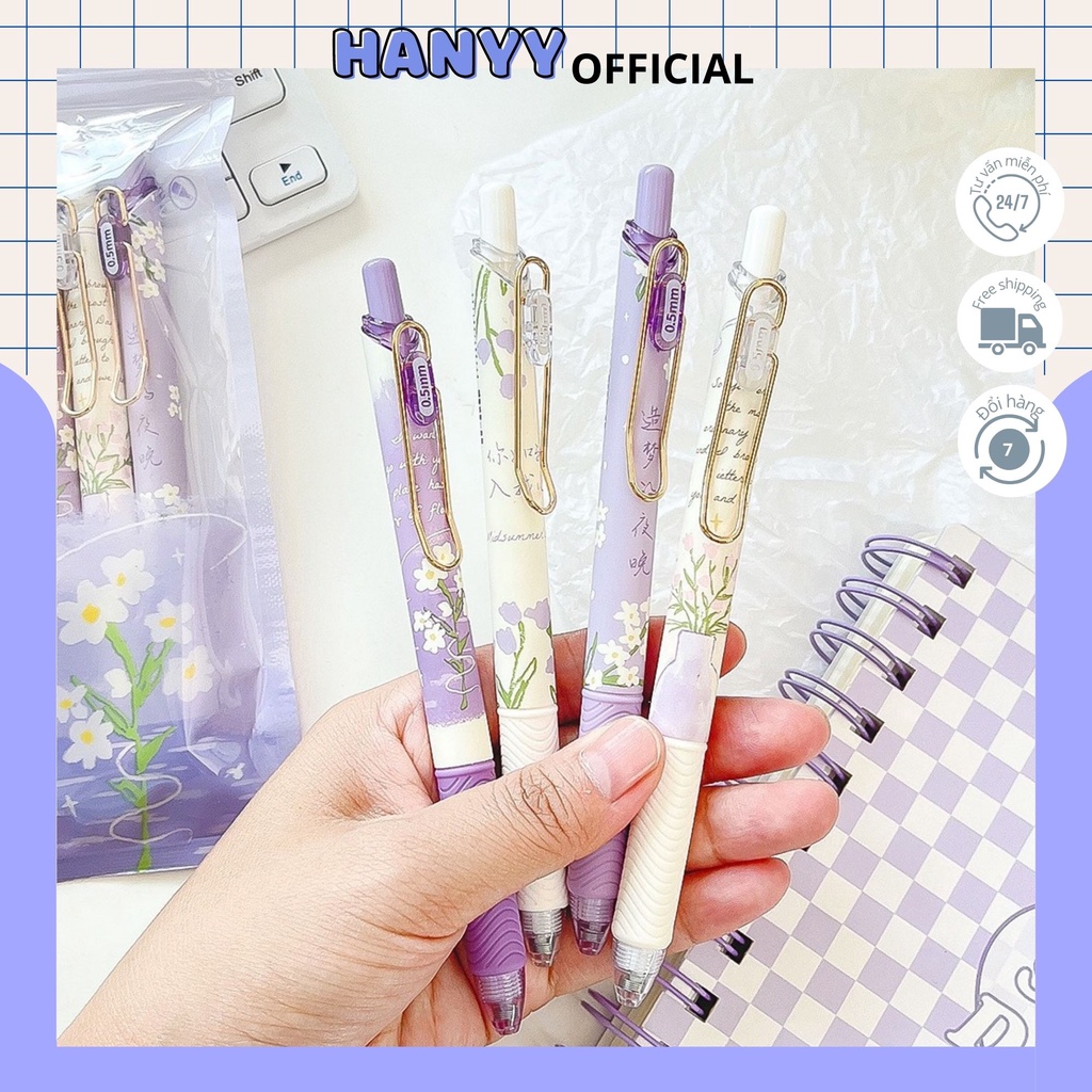 Set 4 bút MURA Original Daisy mực đen ngòi 0.5