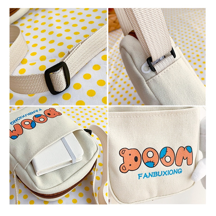 Túi Đeo Chéo Vai Bằng Vải Canvas Thời Trang Dễ Phối Đồ Phong Cách Harajuku Cho Nữ