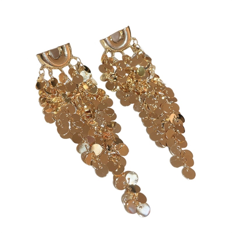 Bông Tai Dáng Dài Hình Chữ U Đính Kim Sa Lấp Lánh Thời Trang