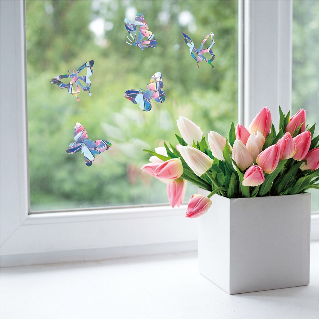[Home] Hình Dán Tường / Kính Cửa Sổ Tĩnh Điện Họa Tiết Bướm Cầu Vồng Bằng PVC Trang Trí Tiệc Kỳ Nghỉ &amp; Lễ Mới