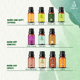 [HSD 01/08/2024] Tinh dầu thơm phòng Julyhouse 10ml (kết hợp tinh dầu sả chanh, Bạc hà, Sả Java, Cam ngọt)