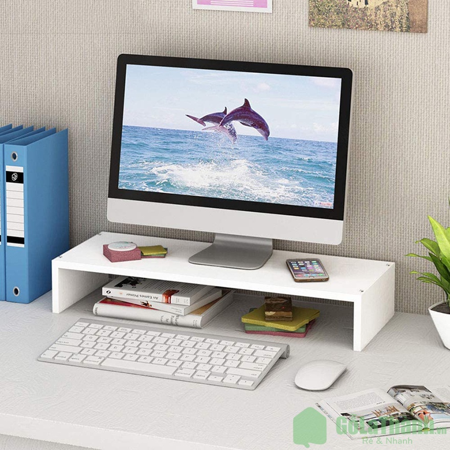 Kệ gỗ để Màn hình máy tính, Laptop cho bàn làm việc .Kích Thước D50 x R20 x C10cm .ĐTLV